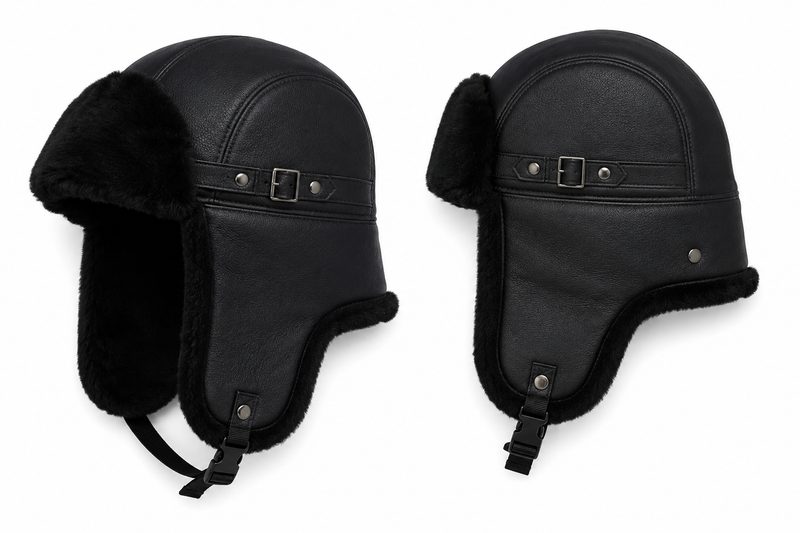 Leather Hunter's Hat with Fur