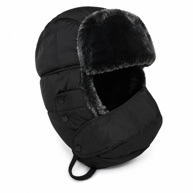 Quilting Fur Hat with Winter Mask — Unisex
