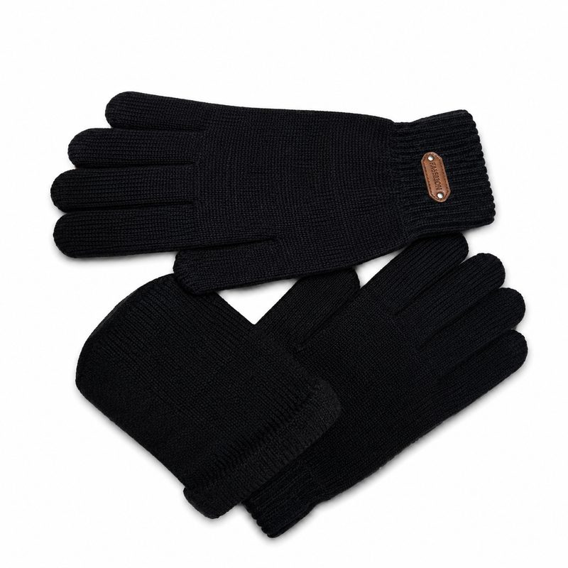 Men's Gloves with Leather Tag — Black